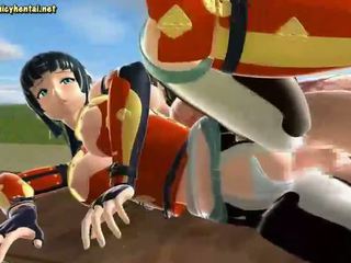 Animated babe gets geboord door een shemale lul