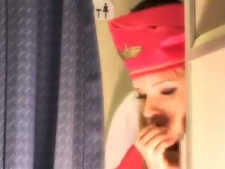 Sexy stewardess gets fresh sperma aboard
