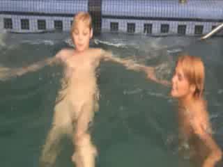 Three belarusian dolls in the pool