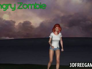 Foxy 3D cartoon redhead babe fucked by a zombie