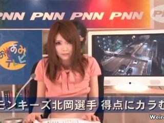 Horny Japanese News Reading Girl Gets