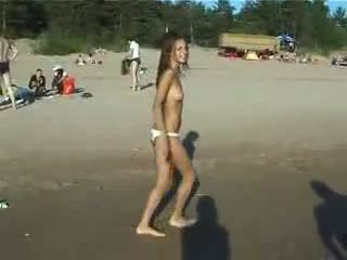 Vika nude on public beach