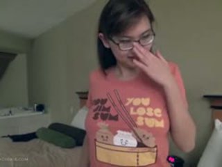 Cute Busty Asian Girlfriend Fngers In Glasses