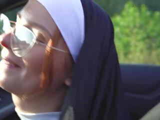 Nun couldn't hold back when she saw my huge cock