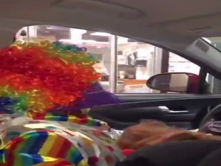 Clown gets dick sucked while ordering food