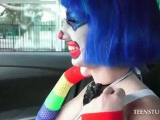 Clown girl gets on a hardcore sex ride
