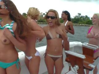 Tight Teens Flash Their Tits and More in the Public Party on a Speed Boat